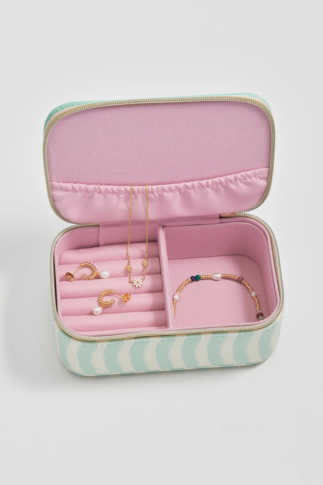 Mint Wiggle Print Mini Jewellery Box