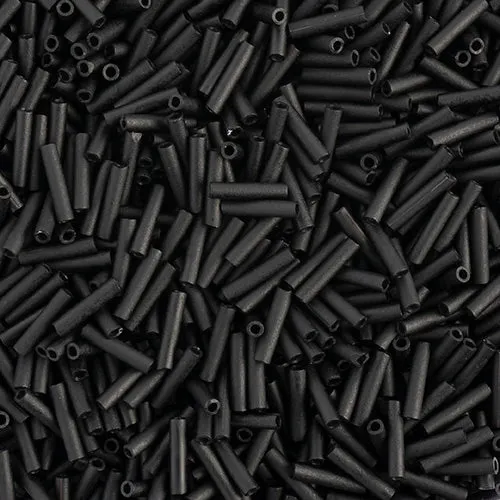 Miyuki Slender Bugle 1.3x6mm Black Matte - apx 16g Vial