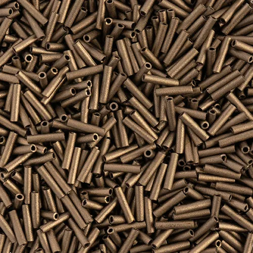 Miyuki Slender Bugle 1.3x6mm Dark Bronze Matte Metallic - apx 16g Vial