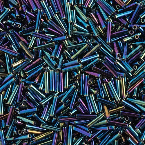 Miyuki Slender Bugle 1.3x6mm Variegated Iris Metallic - apx 16g Vial