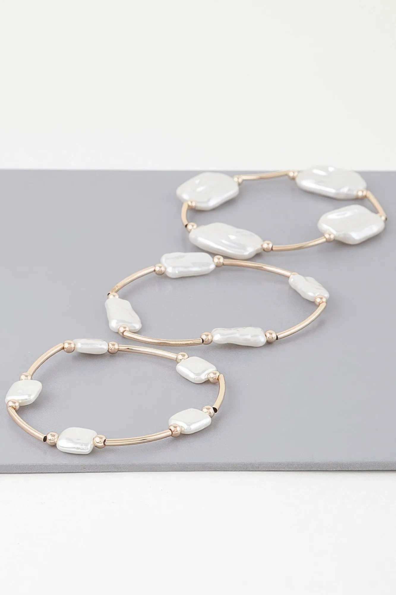 Multi Abstract Pearl Stone Tube Bracelet