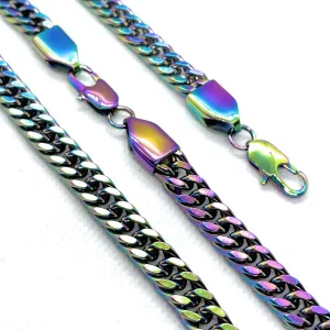 MULTI-COLOR Stainless Steel Necklace/Bracelet Combo Set (#set015)