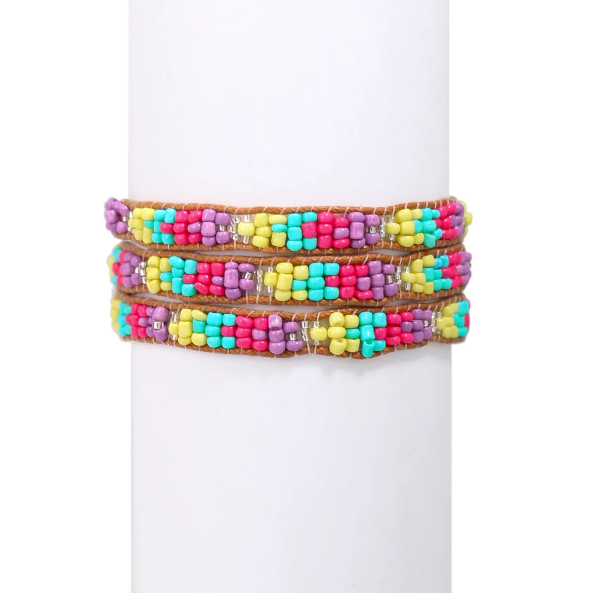 MULTI COLORED SEED BEADS INDIAN BRACELET #BL-16881 (AF9)