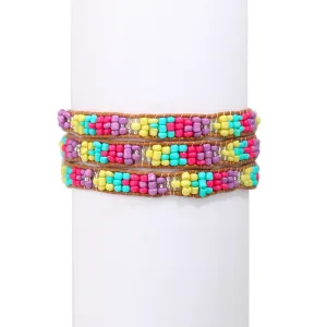 MULTI COLORED SEED BEADS INDIAN BRACELET #BL-16881 (AF9)