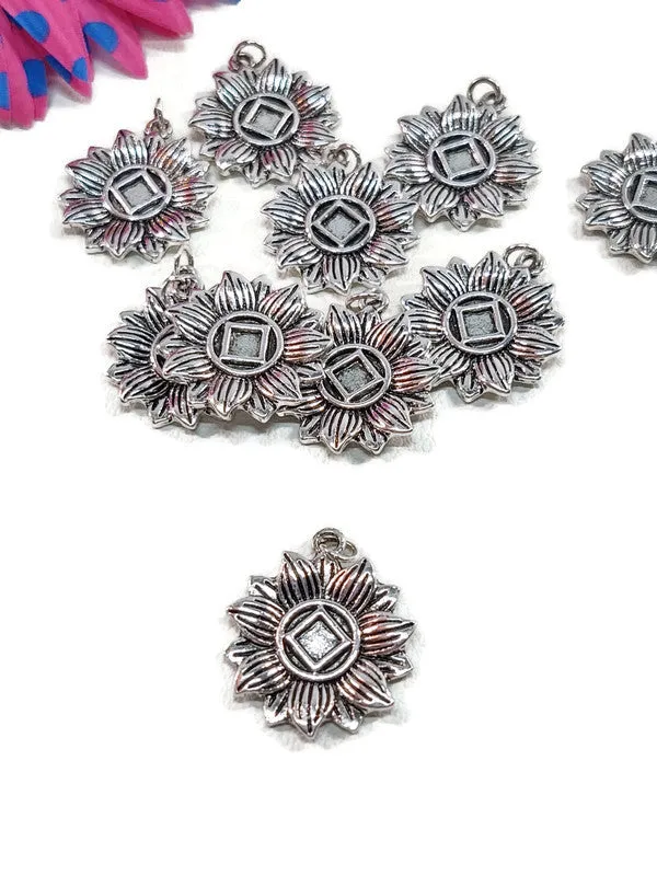 NA Flower Pendant Charms - Narcotics Anonymous