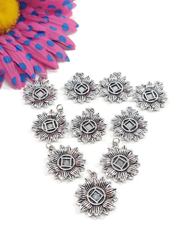 NA Flower Pendant Charms - Narcotics Anonymous