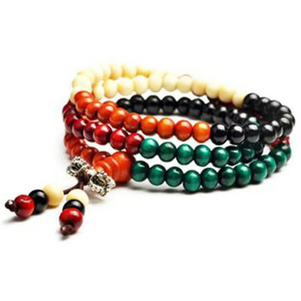 Namaste Jewelry 108 Multicolored Sandalwood String Bracelet
