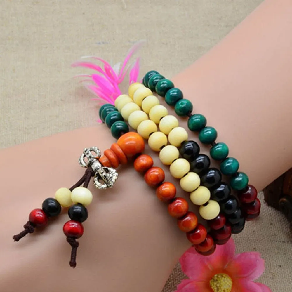 Namaste Jewelry 108 Multicolored Sandalwood String Bracelet
