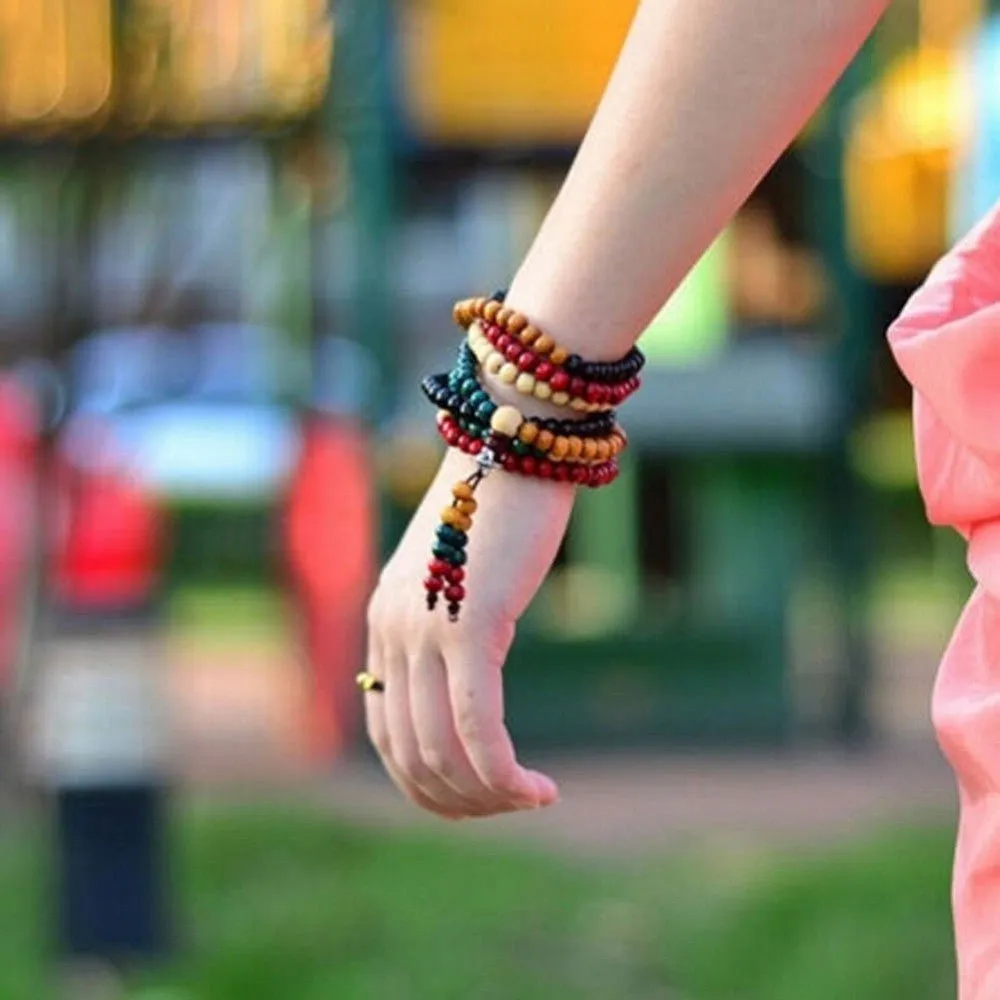 Namaste Jewelry 108 Multicolored Sandalwood String Bracelet