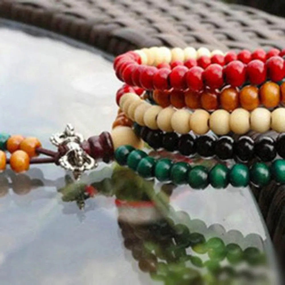Namaste Jewelry 108 Multicolored Sandalwood String Bracelet