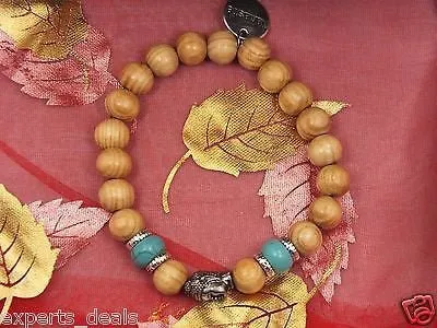Namaste Jewelry Beaded Buddha Head Torque Meditation Mala OM Wood FREE Bracelet