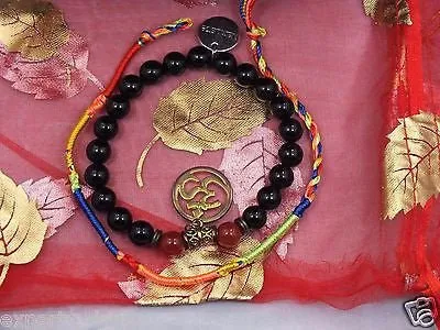 Namaste Jewelry Black Agate Stone Beads Om Inspired Yoga Meditation Free Bracelet