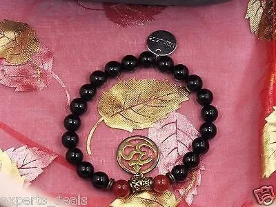 Namaste Jewelry Black Agate Stone Beads Om Inspired Yoga Meditation Free Bracelet