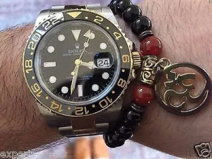 Namaste Jewelry Black Agate Stone Beads Om Inspired Yoga Meditation Free Bracelet