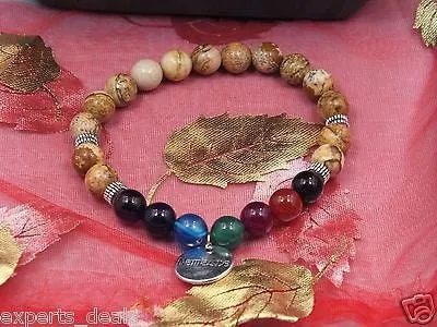Namaste Jewelry Chakra Jasper Stone Buddha Mala Meditation Energy Free Bracelet