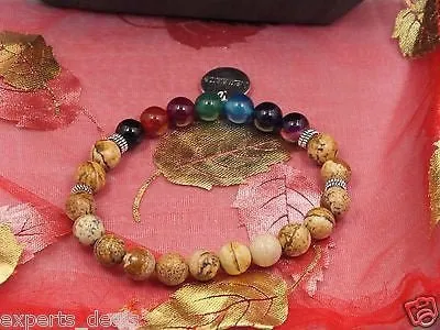 Namaste Jewelry Chakra Jasper Stone Buddha Mala Meditation Energy Free Bracelet