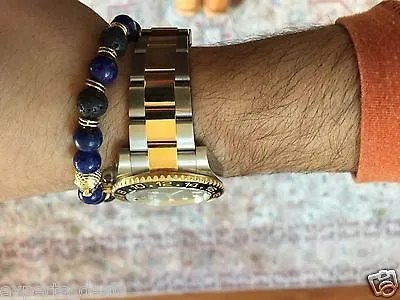 Namaste Jewelry Lapiz Lazuli Blue & Lava Stone Gold Buddha Head  Free Bracelet