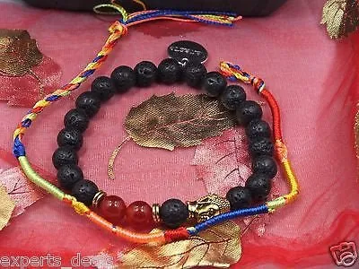Namaste Jewelry Lava Stone Beads Red Agate Buddah Head Yogi Energy Free Bracelet