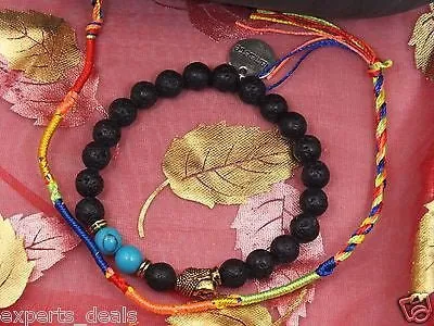 Namaste Jewelry Turquoise  & Lava Stone Gold Buddha Head Energy Free Bracelet