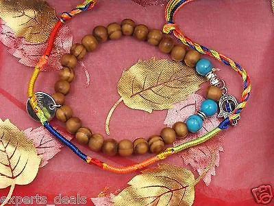 Namaste Jewelry Turquoise Wood Stone Buddah Hand Evil Eye Energy Free Bracelet