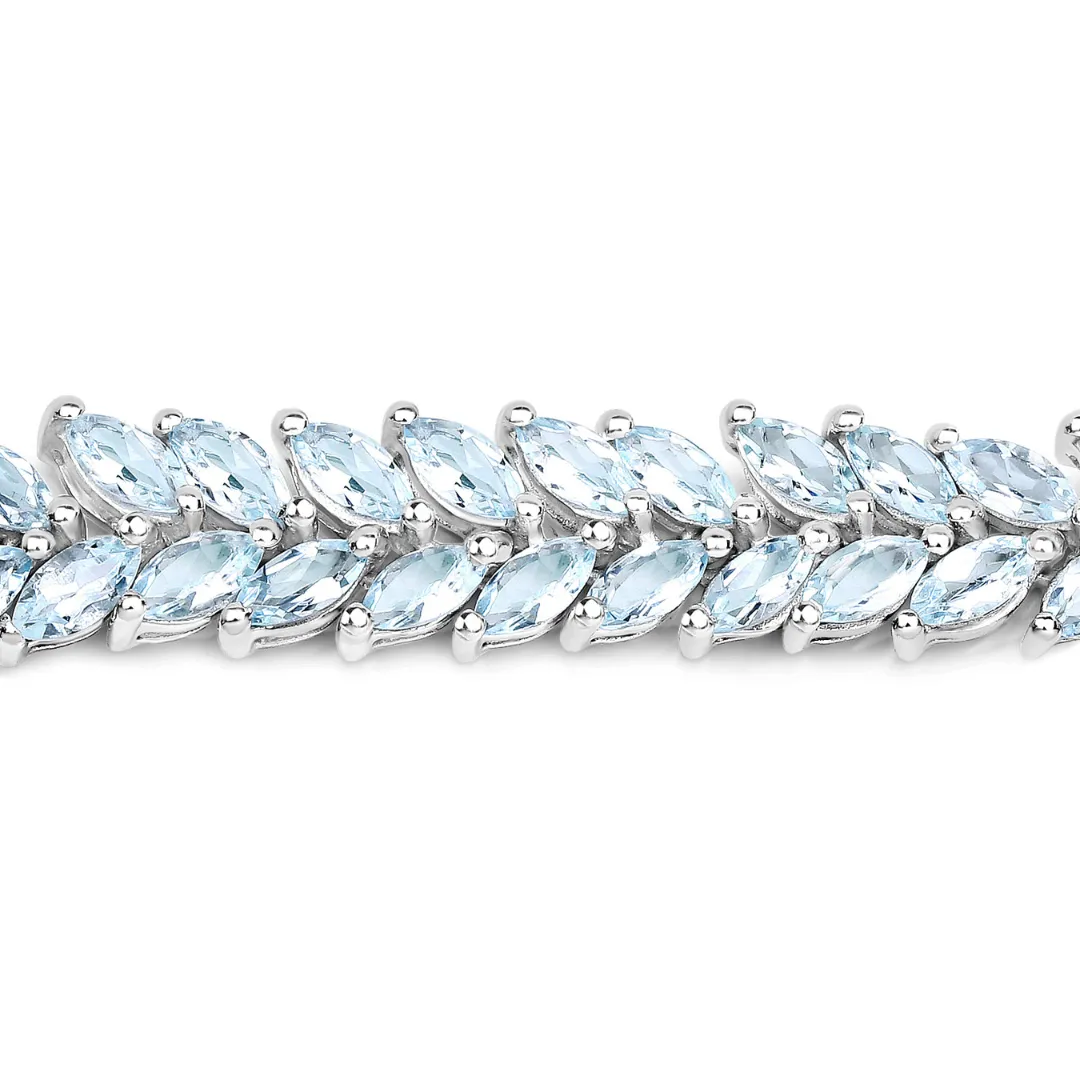 Natural Aquamarine Silver Bracelet