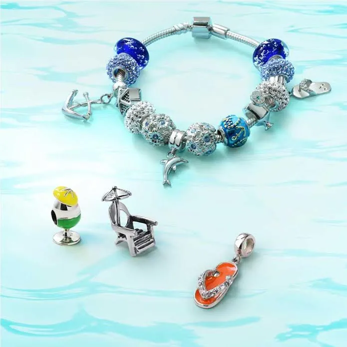 Nautical Boat Anchor Travel Dangle Charm Bead Sterling Silver for Bracelets