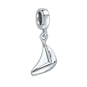 Nautical Sail Boat Dangle Charm Bead Sterling Silver for European Bracelets