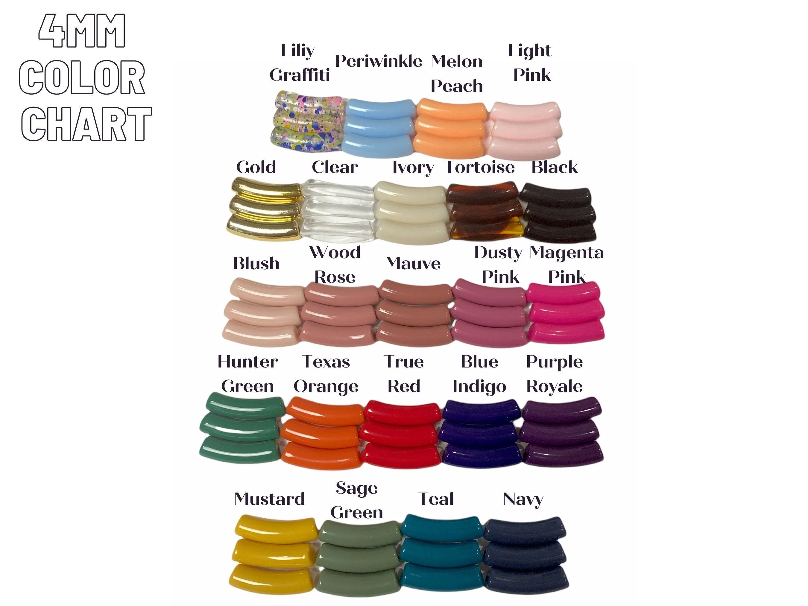 NEW- 4mm  Tube Bead ( 5mm) Tube Acrylic Bamboo Beads, Curved Tube Beads, Resin , Bracelet Bangle Acrylic Tube Bead Waterproof