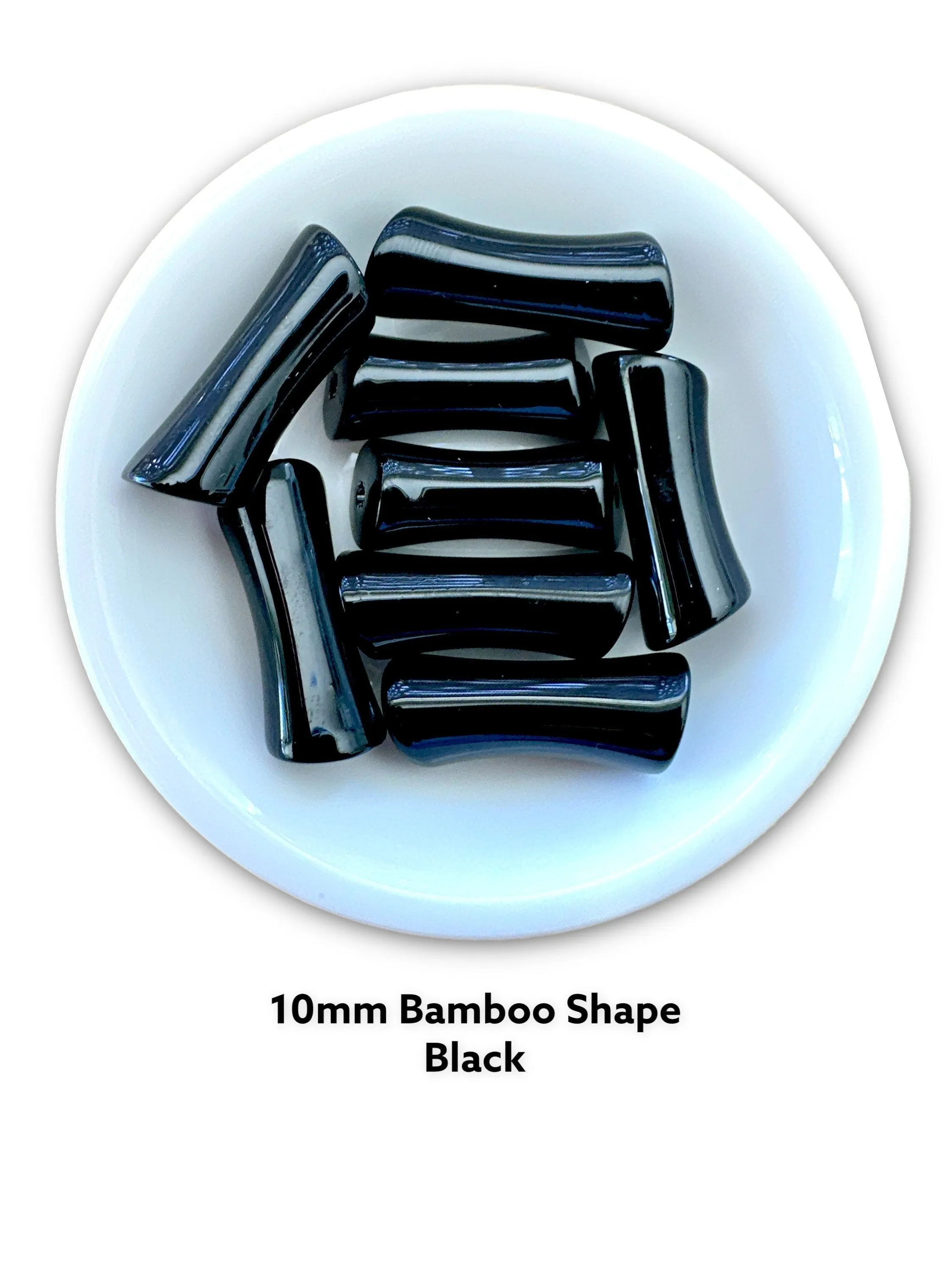 New Bamboo Shape- 10mm Black Bamboo New Shape - Acrylic Tube Beads Acrylic Bamboo Beads, Curved ,Bracelet Bangle Tube Holiday- Beads