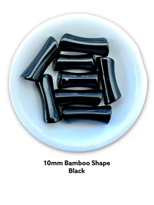 New Bamboo Shape- 10mm Black Bamboo New Shape - Acrylic Tube Beads Acrylic Bamboo Beads, Curved ,Bracelet Bangle Tube Holiday- Beads