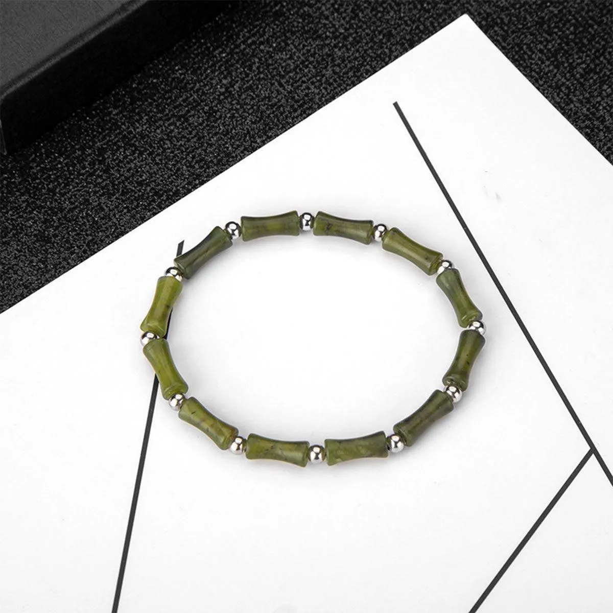 New Chinese Green Bamboo Splicing Bracelet Unique Handmade Jewelry Fashion