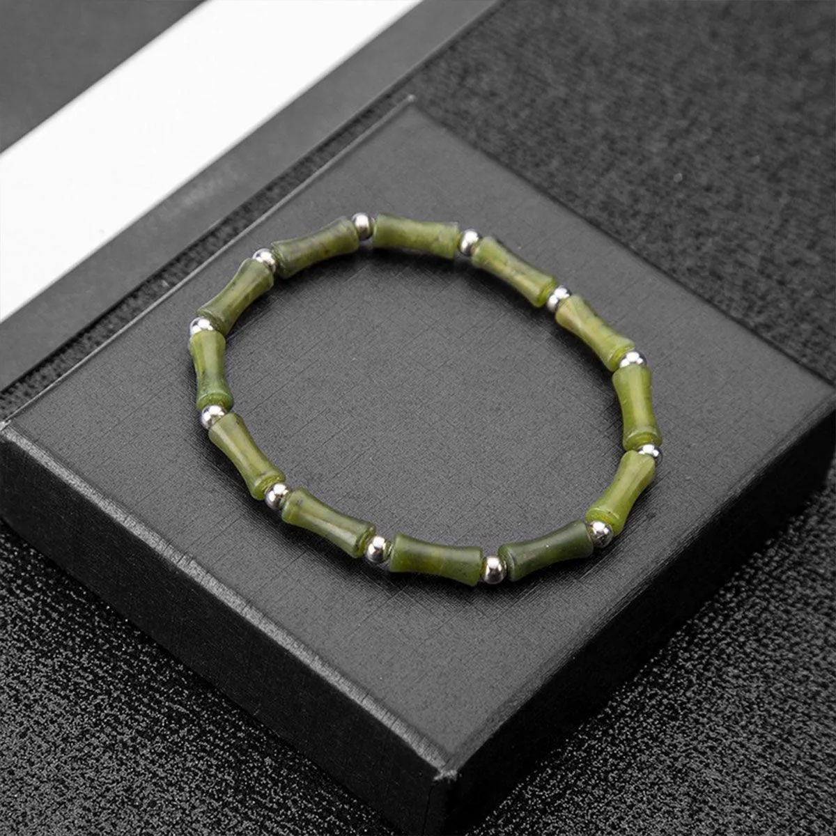 New Chinese Green Bamboo Splicing Bracelet Unique Handmade Jewelry Fashion