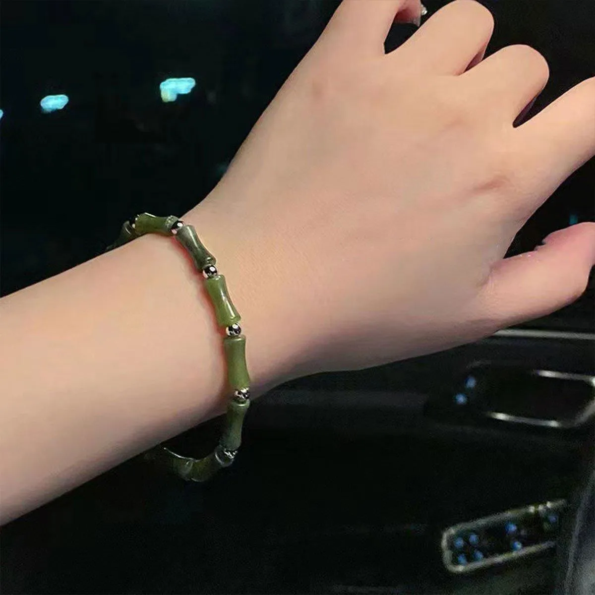 New Chinese Green Bamboo Splicing Bracelet Unique Handmade Jewelry Fashion