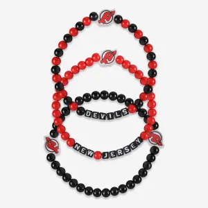 New Jersey Devils 3 Pack Beaded Friendship Bracelet