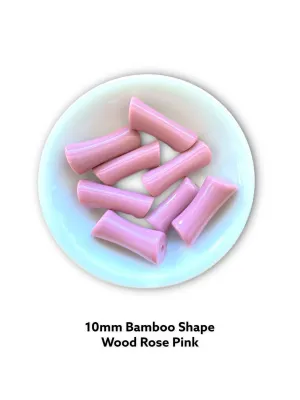 New Shape- 10mm Woodrose Mauve Pink Bamboo New Shape - Acrylic Tube Beads Acrylic Bamboo Beads, Curved ,Bracelet Bangle Tube Holiday- Beads