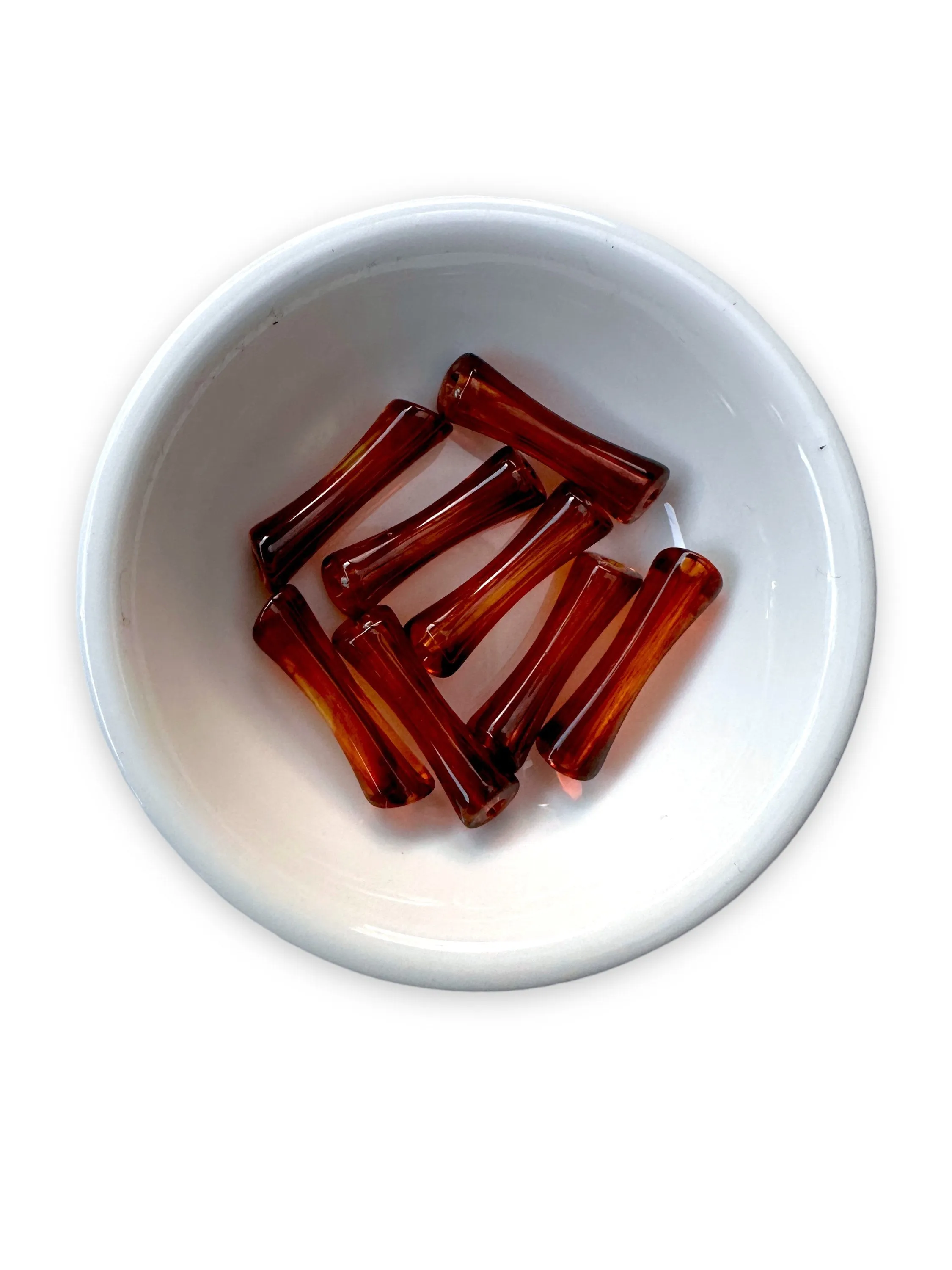 New Shape - Brown Tortoise- Bamboo 8mm Acrylic Tube Beads Acrylic Bamboo Beads, Curved , Bracelet Bangle Tube Bead Waterproof- Beads Only