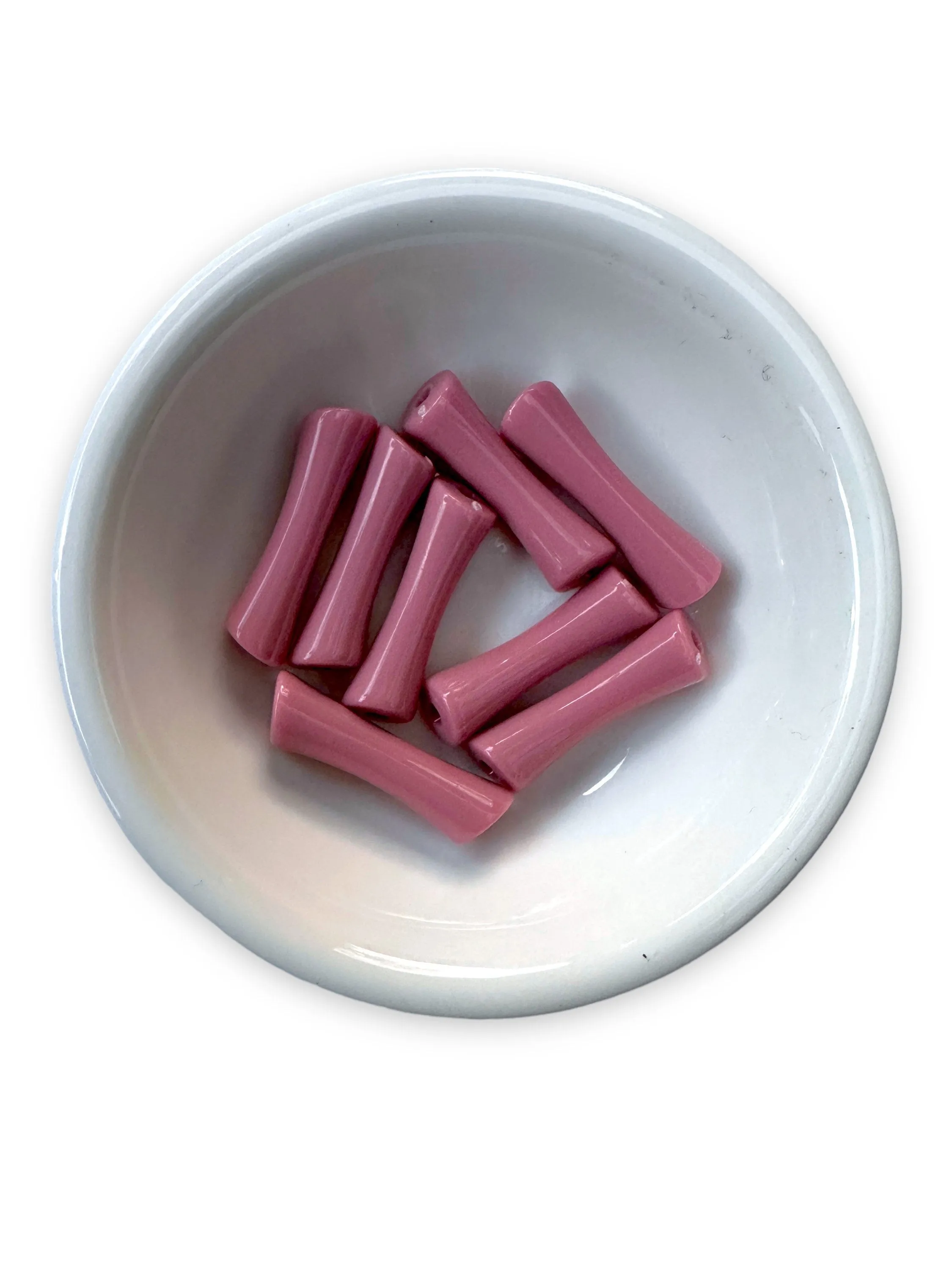 New Shape - Merlot Red- Bamboo 8mm Acrylic Tube Beads Acrylic Bamboo Beads, Curved , Bracelet Bangle Tube Bead Waterproof- Beads Only