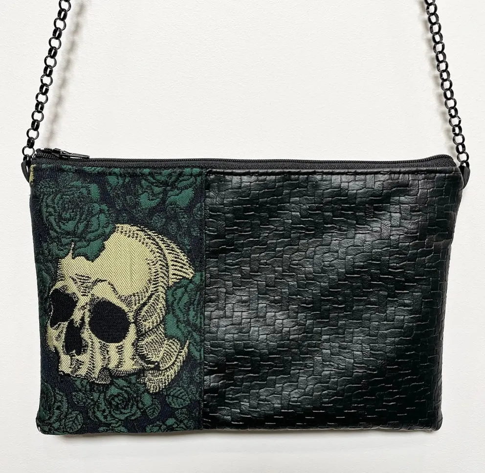 Nikita Vest - Black waffle with skulls & roses