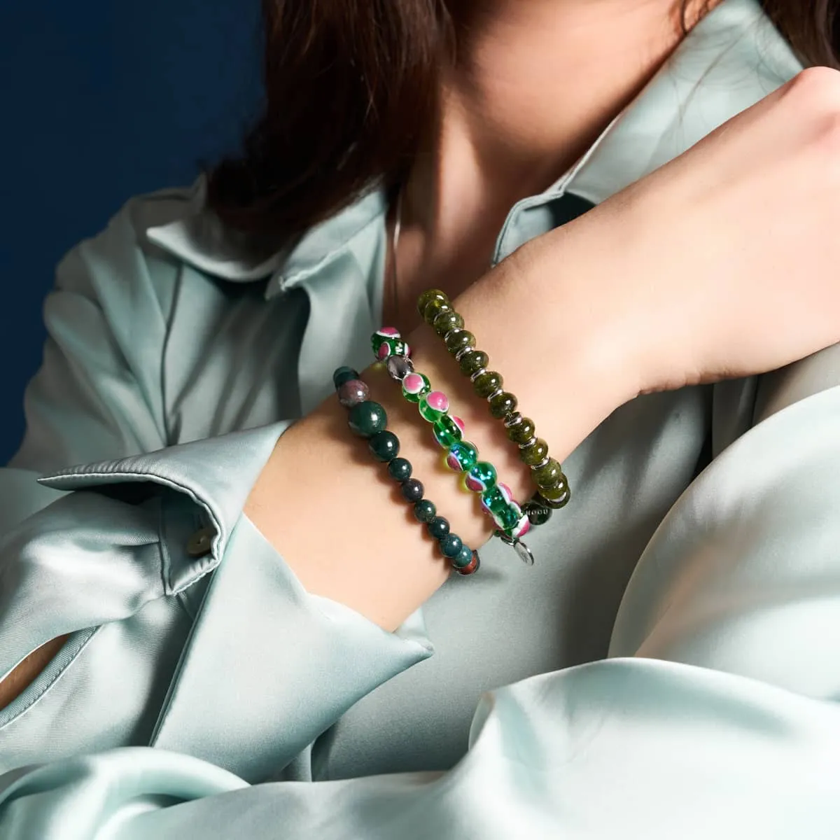 Olive Agate | Abacus Gemstone Bracelet