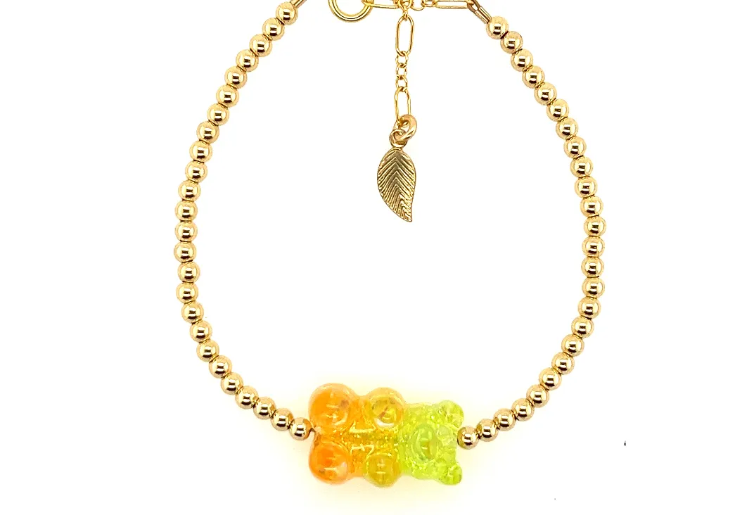 Ombre Gummy Bear with Gold filled Ball Bead bracelets