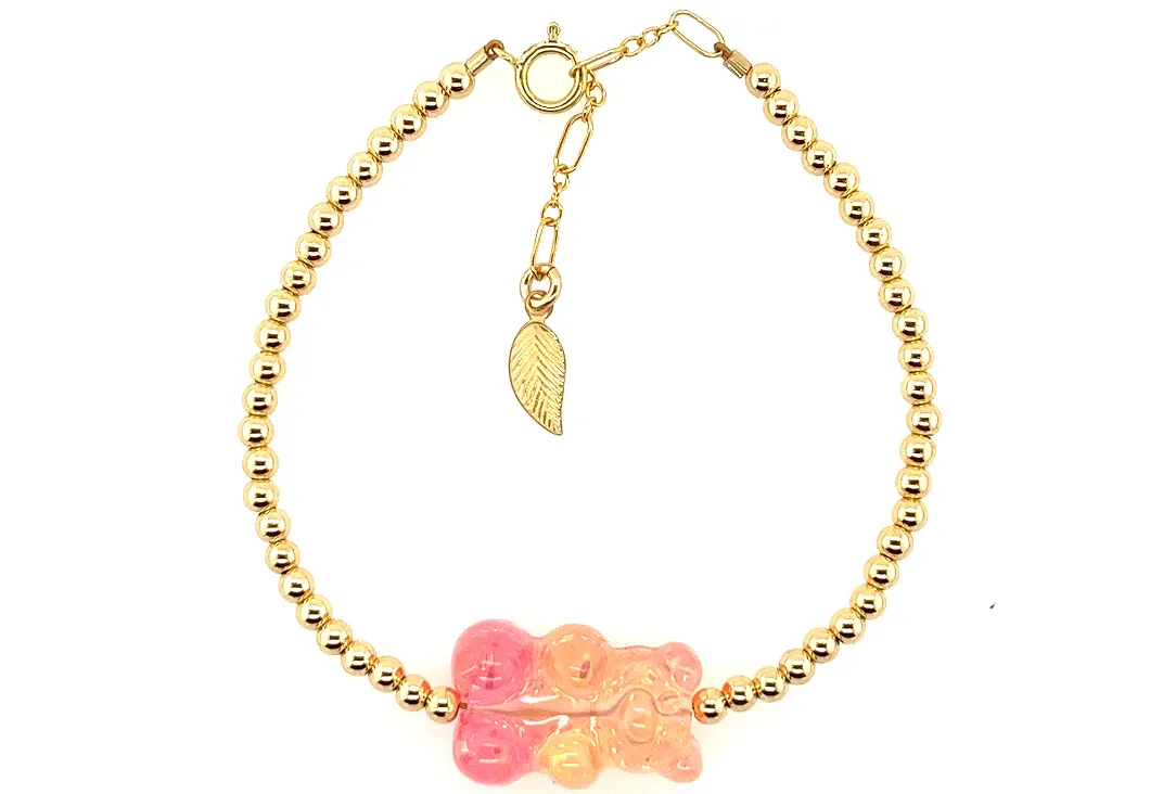 Ombre Gummy Bear with Gold filled Ball Bead bracelets