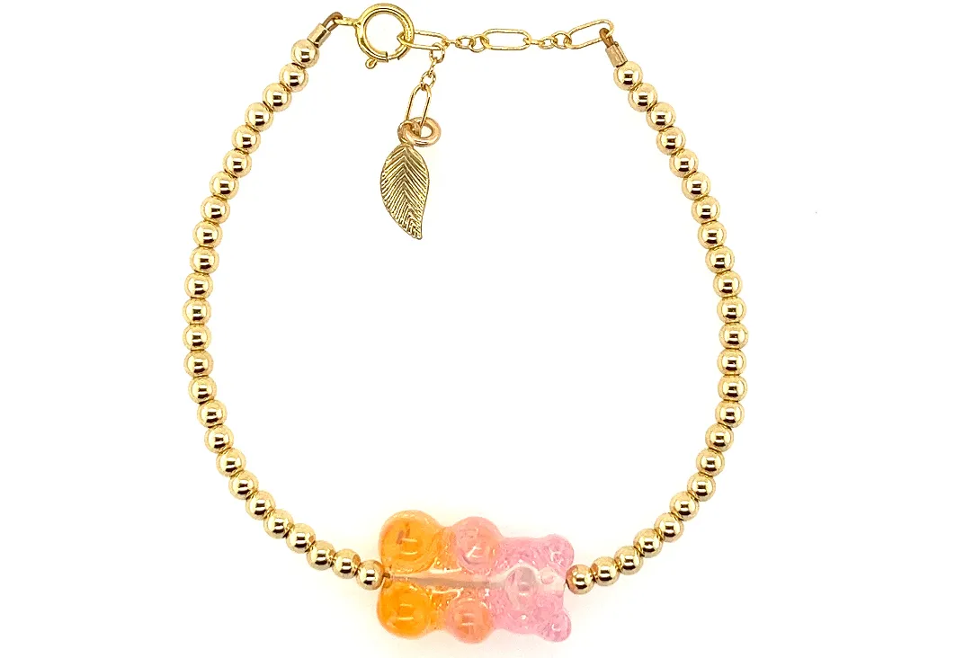Ombre Gummy Bear with Gold filled Ball Bead bracelets