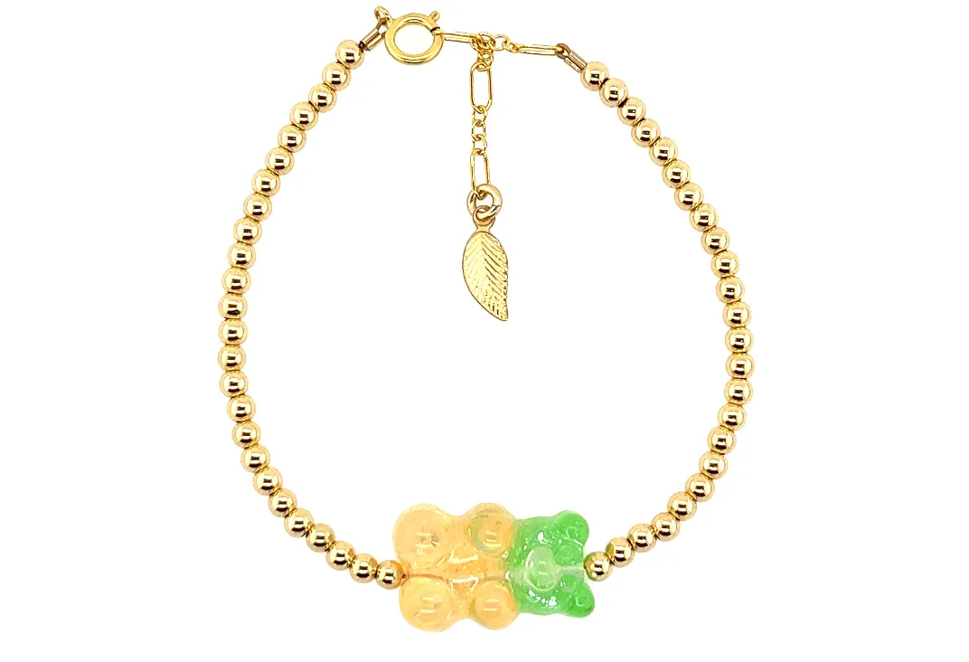 Ombre Gummy Bear with Gold filled Ball Bead bracelets
