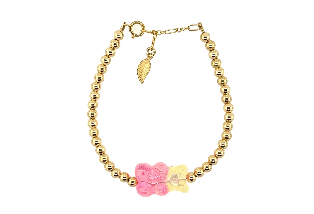 Ombre Gummy Bear with Gold filled Ball Bead bracelets