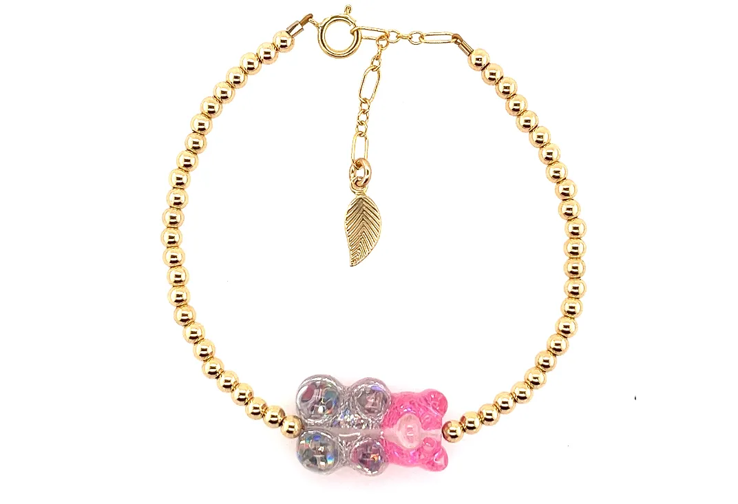 Ombre Gummy Bear with Gold filled Ball Bead bracelets