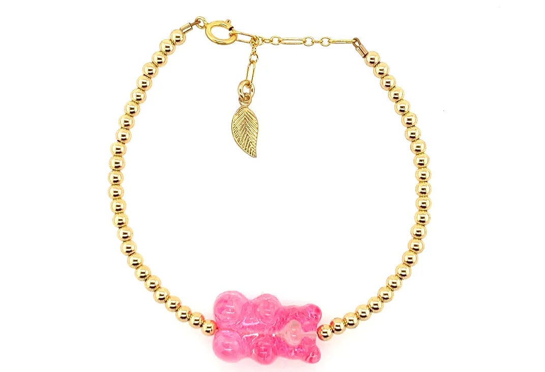Ombre Gummy Bear with Gold filled Ball Bead bracelets