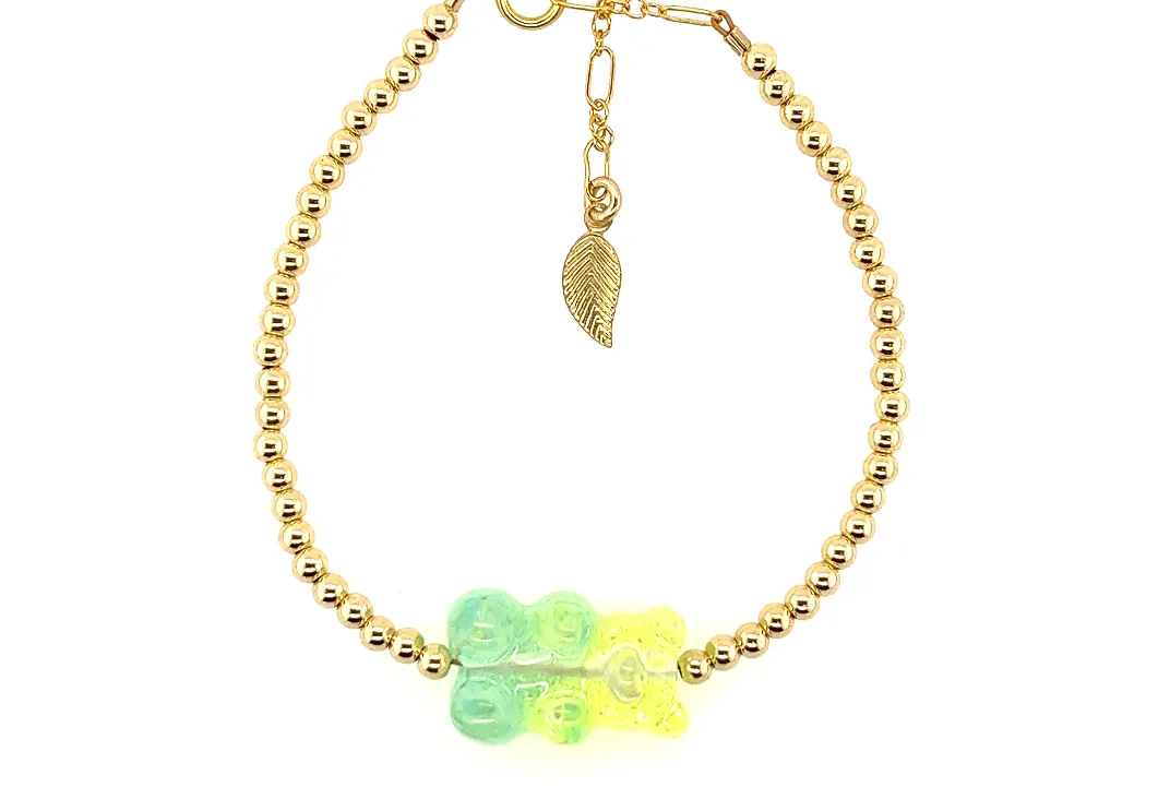 Ombre Gummy Bear with Gold filled Ball Bead bracelets