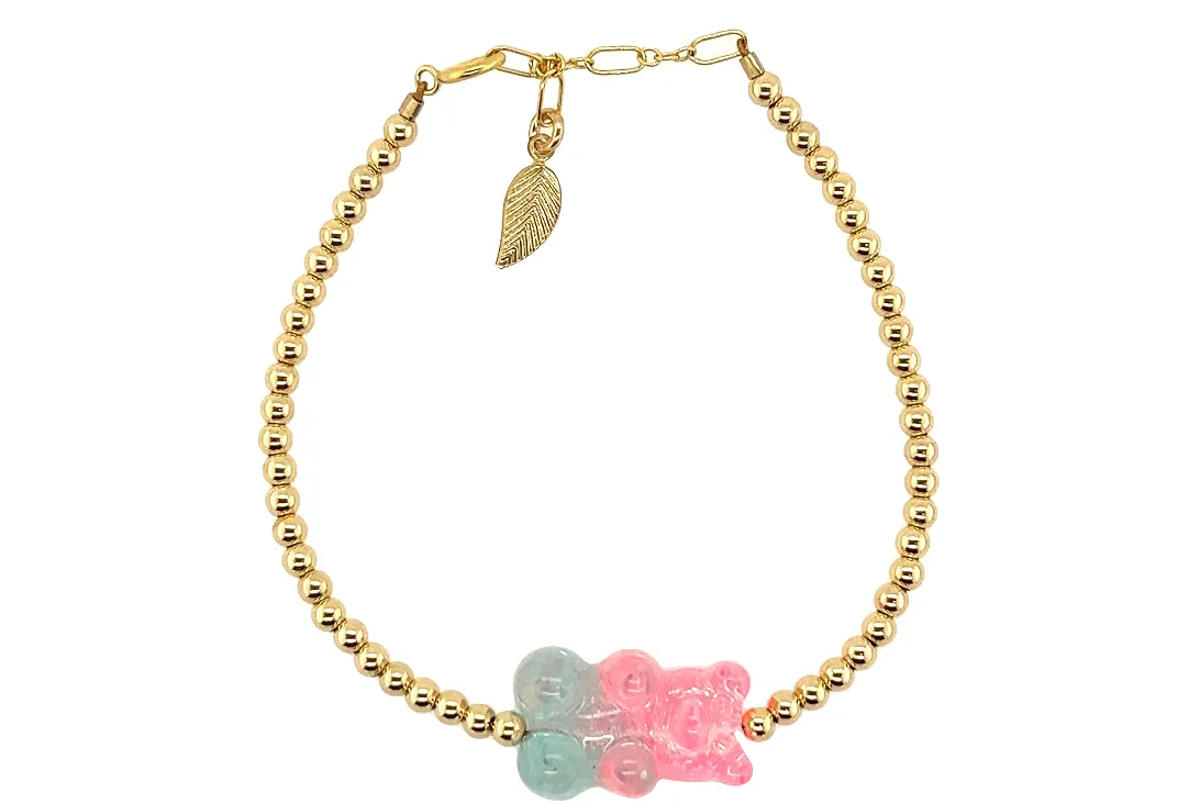 Ombre Gummy Bear with Gold filled Ball Bead bracelets