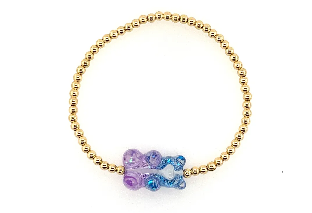 Ombre Gummy Bear with Gold filled Ball Bead bracelets