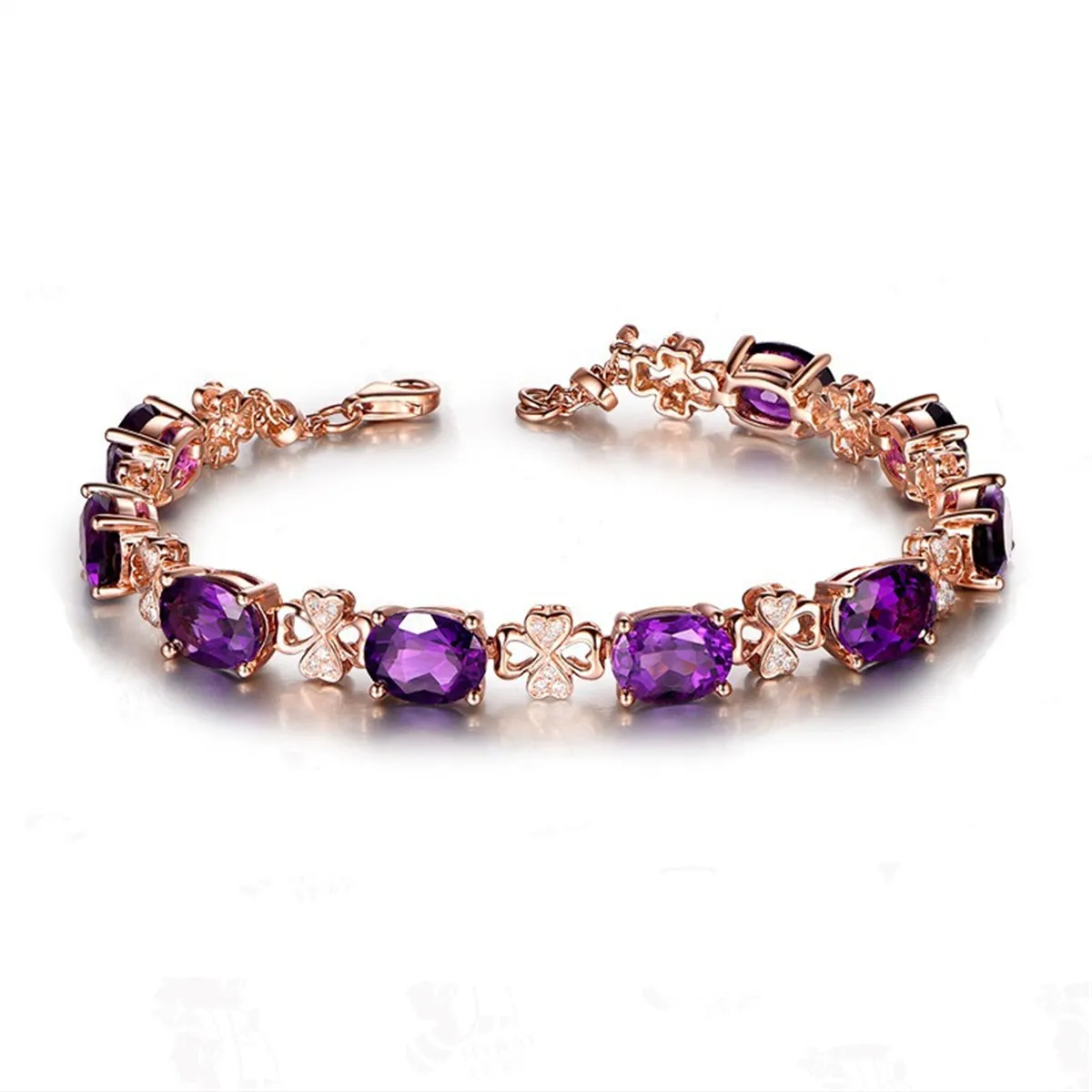 Oval Crystal & Cubic Zirconia Clover Station Bracelet